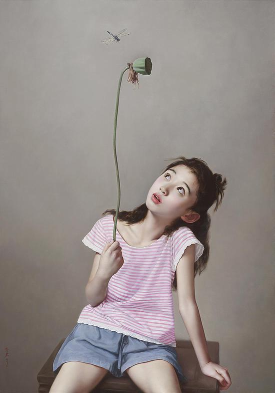 李贵君《蜻蜓》132x113cm,2016布 面油画