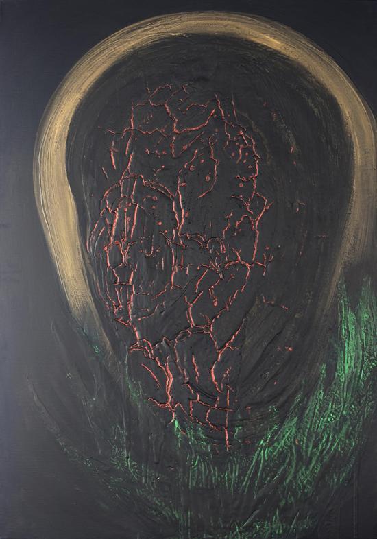 《肖像系列No.11》 综合材料 亚麻布、丙烯 200×140 cm 2017