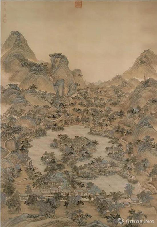 (清)冷枚 避暑山庄图 绢本设色 纵254.8厘米 横172.5厘米 北京故宫博物院藏