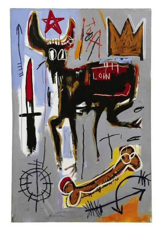 尚·米榭·基亚《Loin》 1982 年作,压克力、油彩棒及粉彩画布,182.9 x 121.9 公分