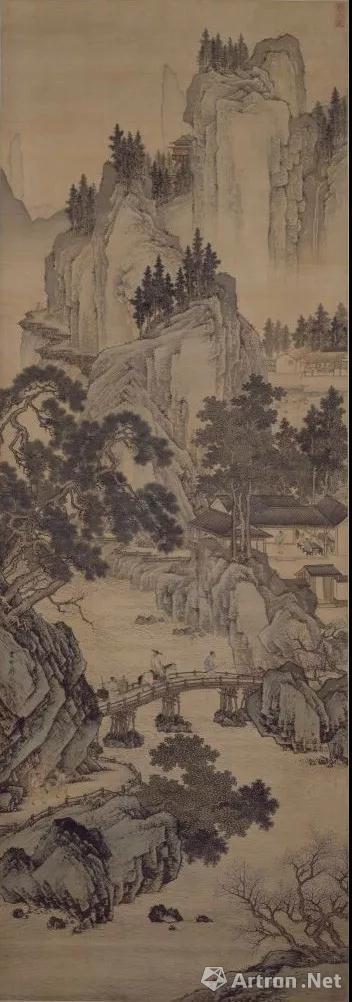 《春山游骑图》轴 明 周臣绘 绢本 设色