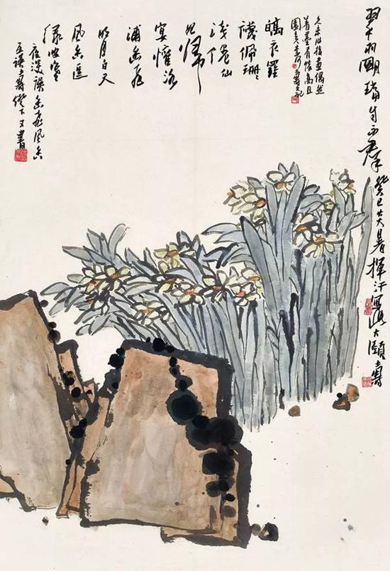 Lot425 潘天寿 翠羽明珰自不群 立轴 设色纸本 癸巳(1953年)作