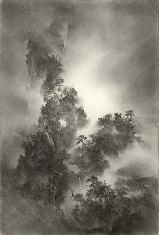 曹晓阳 二十四节气之惊蛰 纸本 木炭 150×100cm