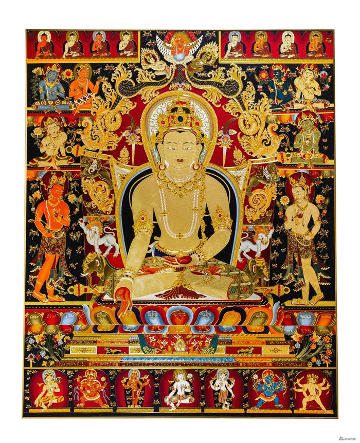 《宝生佛金丝珐琅唐卡》,150 x 120cm,来自摩诃深处