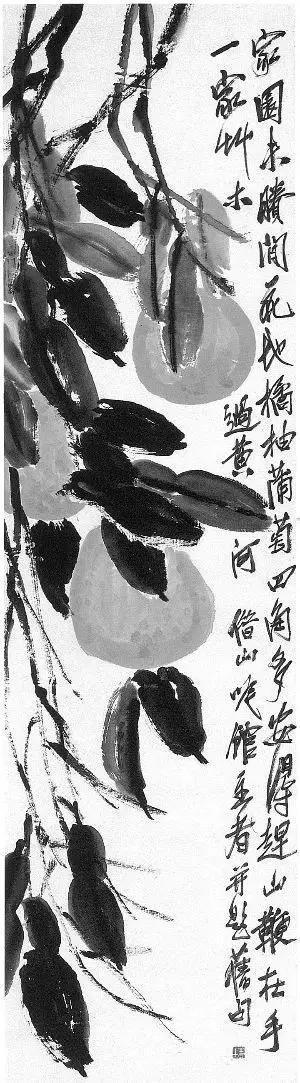 北京画院藏齐白石《柚图》,属于同题材作品