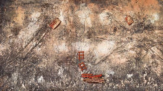 变身小摩西,油画画布和木头,2004
