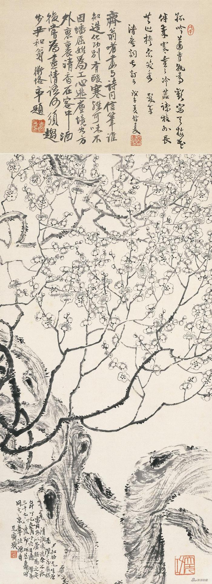 墨梅 齐白石 116×42.5cm 1917年 轴 纸本墨笔 北京画院藏