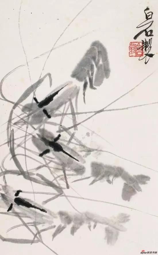 虾 齐白石 102.0×34.5cm 1950年作