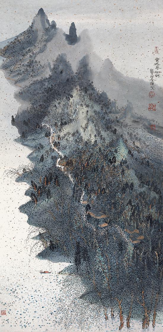 06 朱道平 《云迷岑树低》 纸本设色 133cm × 65cm 2017年