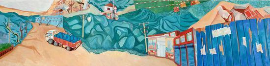 《2018年2月10日》布面油画,110×450cm,2018