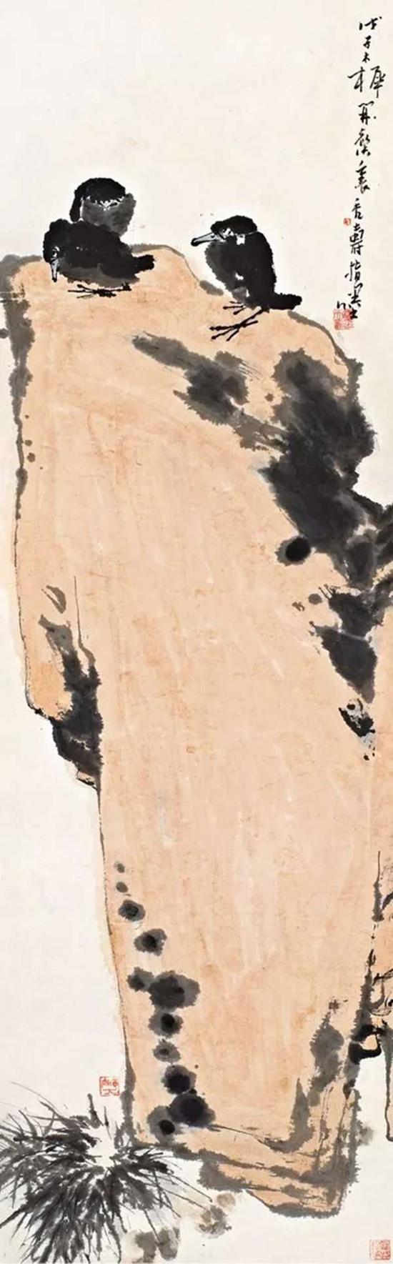 14秋拍诚轩编号59拍品潘天寿指画《石背幽禽》,与本次拍品同为5平尺,以1150万元的高价成交,说明市场对潘天寿指画的推崇