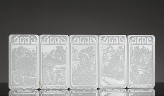 苏然 和田玉籽料诗意山水套牌 8.0×4.4×1.0cm 95g 、8.0×4.4×1.0cm 94g 8.0×4.4×1.0cm 96g 、 8.0×4.4×1.0cm 97g 8.0×4.4×1.0cm 97g