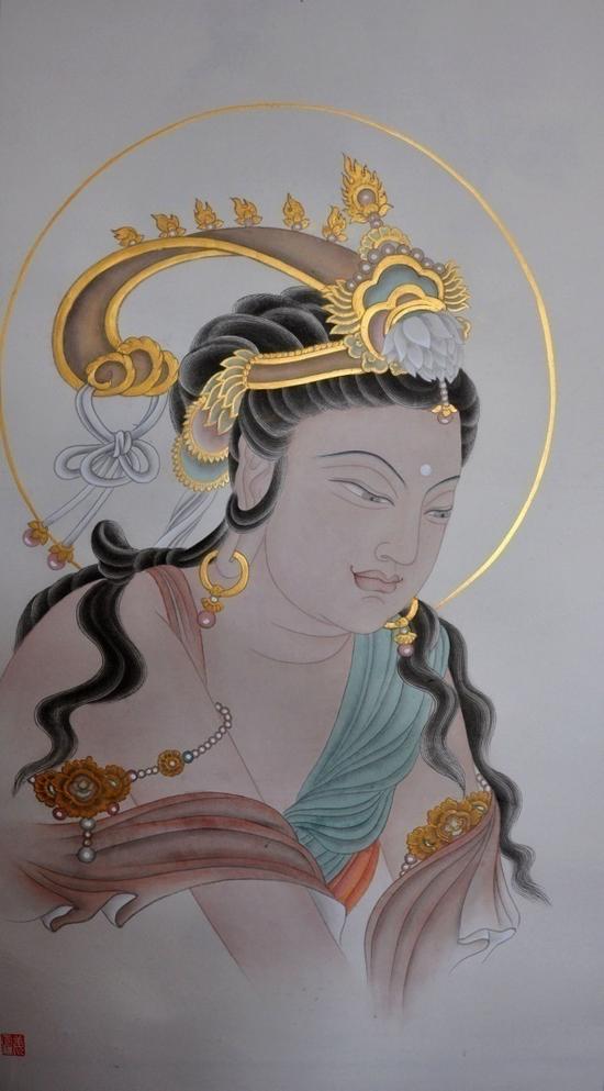 观自在 设色纸本 130x65cm