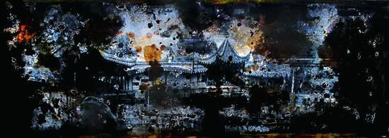 陈亚峰 Chen Yafeng 园林-38×108cm×2-纸上油彩、墨-2017
