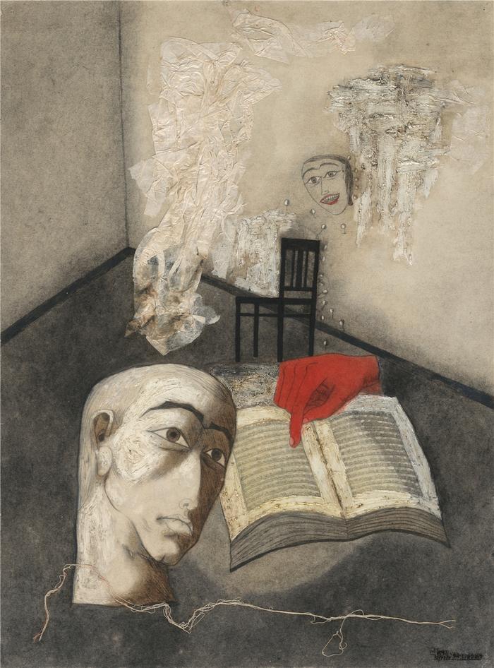 张晓刚|Zhang Xiaogang 《深渊集系列》|Abysm Series 布面油画|Oil on canvas, 53 × 39 cm,1990 ©艺术家和灿艺术中心