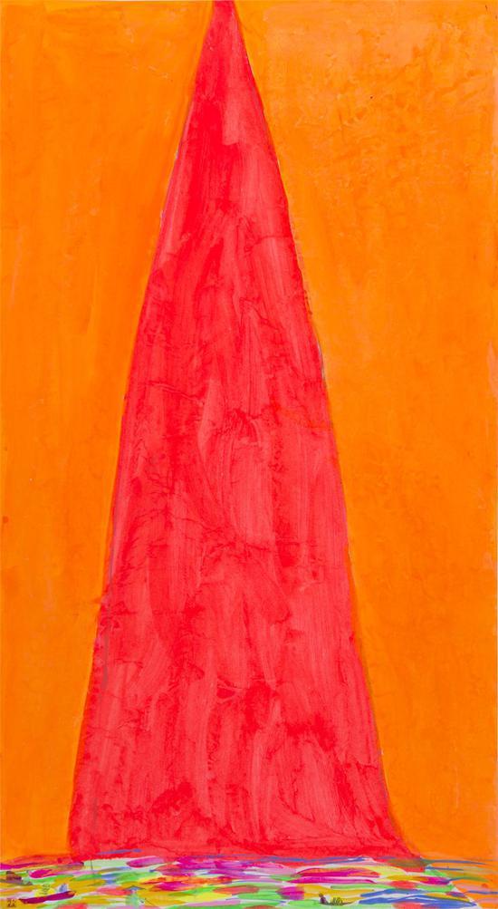 丁雄泉,彩霞山水,水墨 丙烯 宣纸, 180x97cm 1990年代
