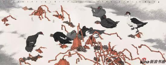 崔志安 春雪融通 145×368cm 纸本设色 2011
