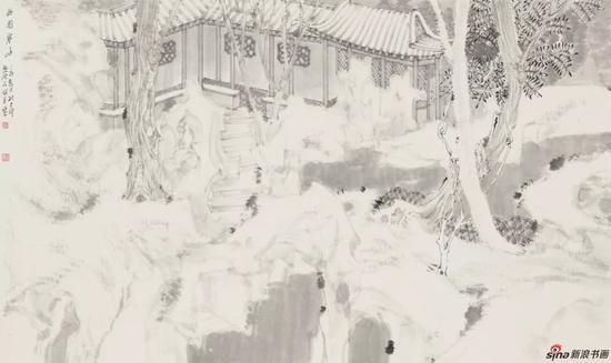 曲园寒岫 39X65CM 纸本 2017年