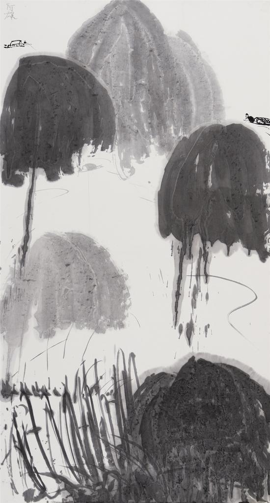 丁雄泉,阿雄水墨戏笔,水墨 宣纸,182x98 cm,1970-1980