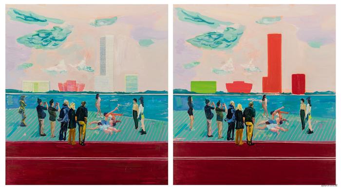 西岸,布面油画,200 × 180 cm × 2,2020-2021