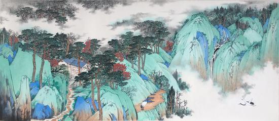 沂山高隐图45x102cm 常潇作品