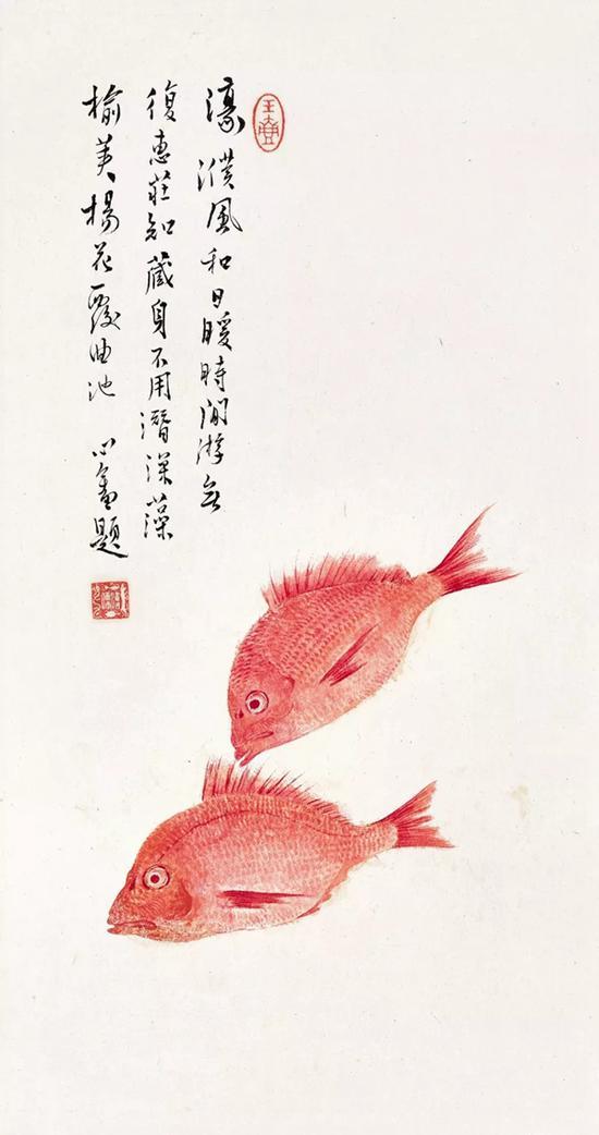 Lot037 溥心畬 濠濮风和日暖时 镜心 朱砂、水墨纸本