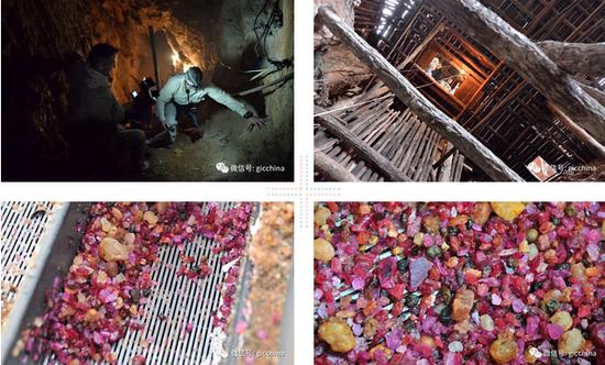 图为抹谷采矿的部分流程