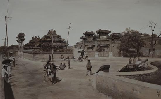 《失踪的老北京城——大高玄殿》 布面油画 130×87cm 2016年