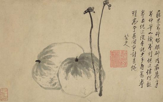 八大山人《藤果》 水墨纸本 立轴 25 x 39.7公分 估价:800万 – 1,000万港元