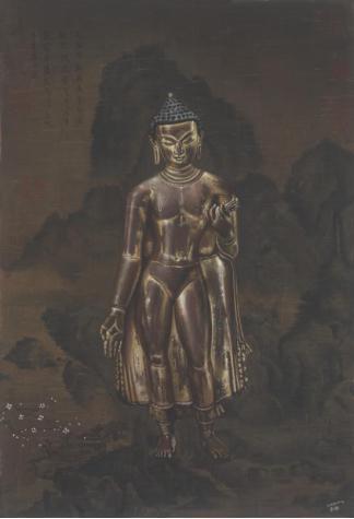 米巧铭佛像系列 独立寒秋 63x92cm 布面油画 2017