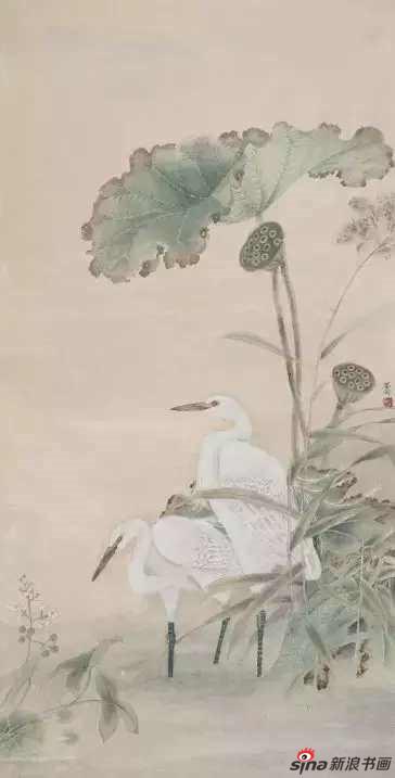 《秋渚水禽》248×129cm