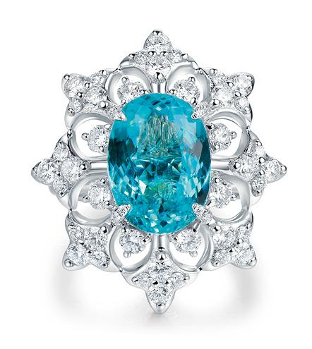 Kelly Xie Fine Jewelry 18K白金镶嵌帕拉伊巴碧玺戒指