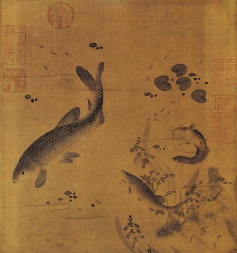 清 陈可九 《春溪水族图》