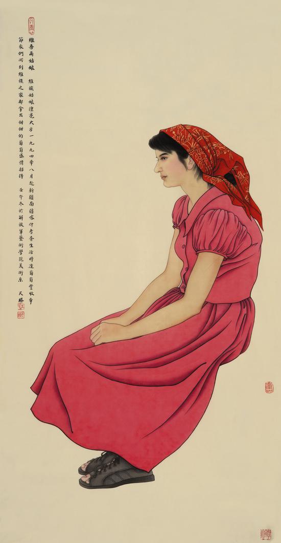 王天胜《维吾尔姑娘》 156cm×82cm