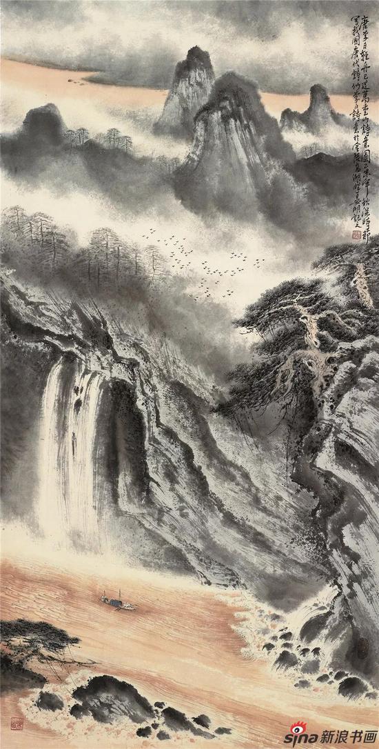 轻舟已过万重山 136x68cm