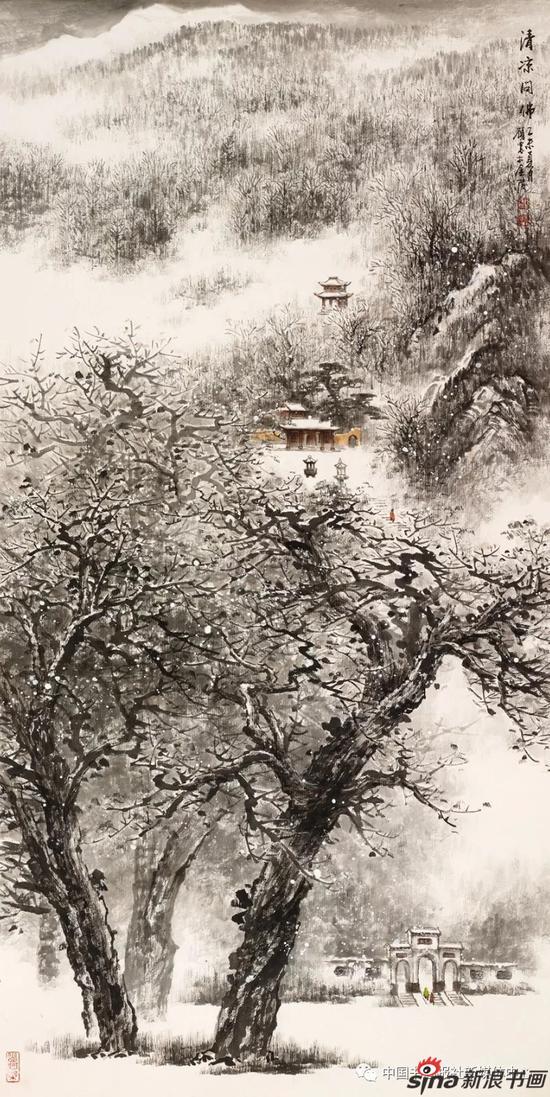 清凉问佛(138×69厘米)