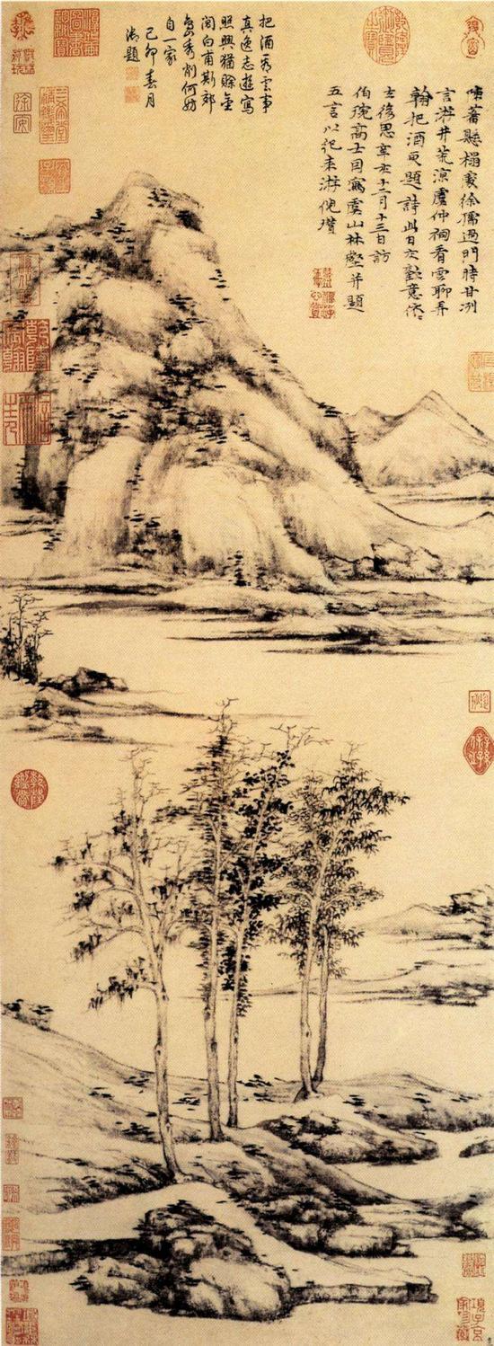 倪瓒《虞山林壑图》,美国纽约大都会美术馆藏