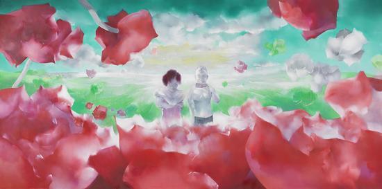 罗发辉/ Luo Fahui|<阳光下的花朵/The flowers under the sun>|400x200cm|布面油画/Oil on Canvas|2017