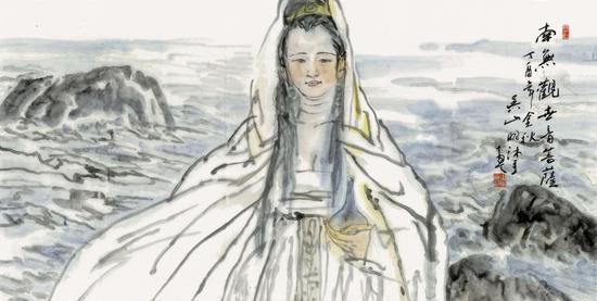 吴山明《南无观世音菩萨》 68cm×136cm