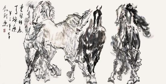 刘勃舒《马蹄疾》 68cm×136cm