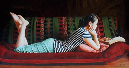 朴丹必 春香传 尺寸: 79×149 cm 布面油画