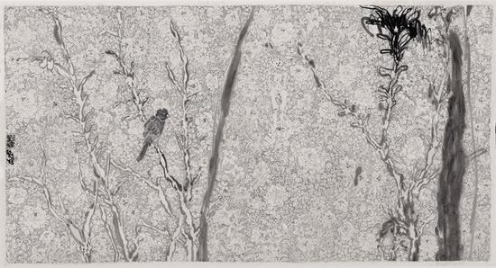 无题 纸上综合材料 刘炜 134×71cm