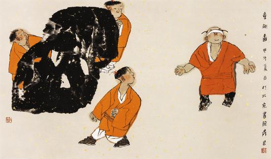 袁武《童趣图》 41cm×70cm