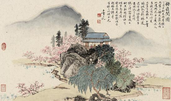 宋玉麟《梅岭阁图》 38cm×64cm