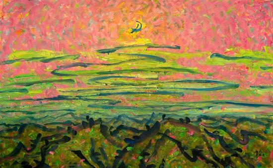 《山月随人归》97X162cm 油画麻布,2003年