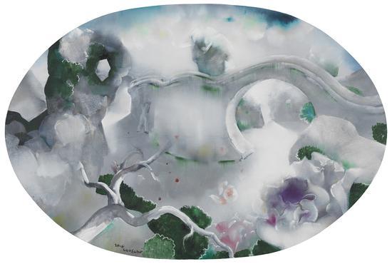罗发辉/ Luo Fahui|<墙内的玫瑰/Roses in the wall>|120x60cm|布面油画/Oil on Canvas|2017