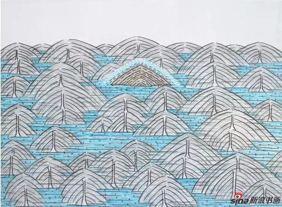 刘波(大)《在水中 · 万年》 丝网版画 66×89cm 2016