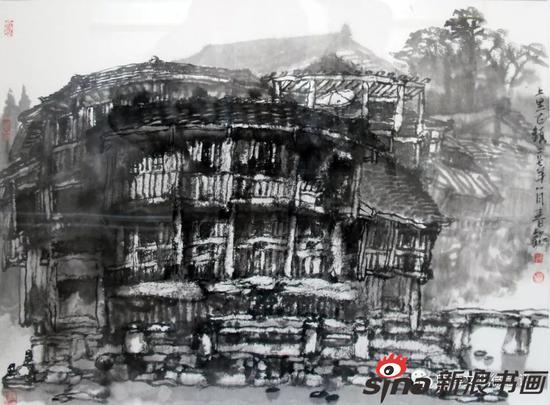 覃春铭《上里古镇写生》