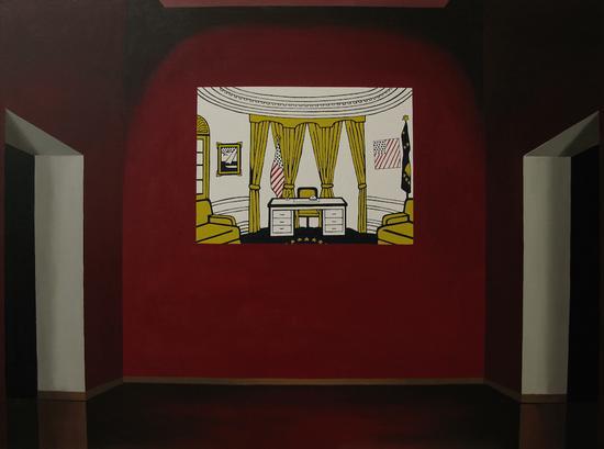 刘港顺, Liu Gangshun, 椭圆办公室, Oval Office, 布面油画, 147.5x198x5cm, 2008