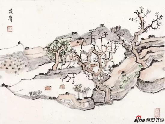 张筱膺 《陕北写生》 纸本设色 38×50cm 2017